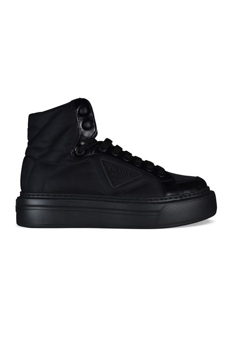 prada brushed leather sneakers|Prada high top designer sneakers.